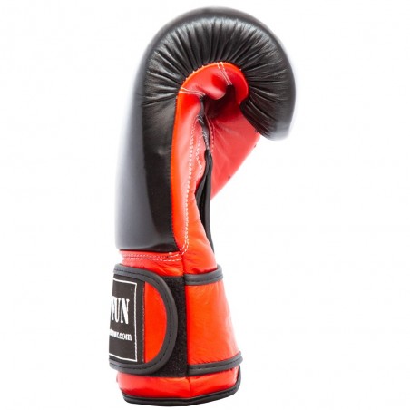guantes de boxeo de piel, cierre con velcro, color rojo y negro