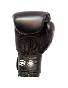 guantes de boxeo de piel, cierre con velcro, color negro 2