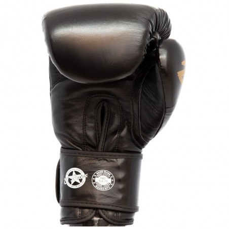 guantes de boxeo de piel, cierre con velcro, color negro