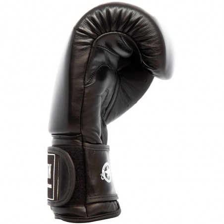 guantes de boxeo de piel, cierre con velcro, color negro