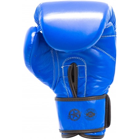 guantes de boxeo de piel, cierre con velcro, color azul
