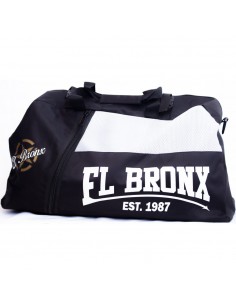 bolsa de deporte de nylon, blanco y negro.