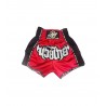 shorts para entrenamiento de kick boxing, muay thai, k1, de la marca el bronx en color rojo y rejillas negra