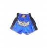 shorts para entrenamiento de kick boxing, muay thai, k1, de la marca el bronx en color azul con rejillas en el lateral