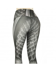 leggins mujer para fitness, color gris con estampado serpiente de el bronx 2