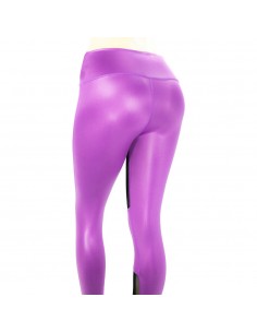 leggins para fitness, color violeta con transparencia en negro de la marca el bronx 2