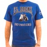 camiseta azul de hombre el bronx, con guantes de dibujo en el centro de la camiseta