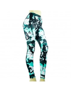 leggings pitbull para fitness, color cyan y negro