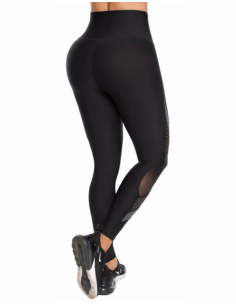 leggins pitbull de mujer con malla, color negro básicos de el bronx 2