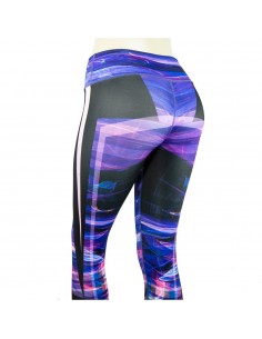 leggins para mujer  fitness, color negro y morado de la marca el bronx 2