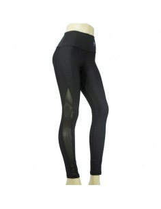 leggins mujer para fitness zoefit, de color negro con malla transparente el bronx