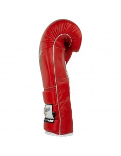guantes de boxeo de piel, cierre con velcro, color rojo 2