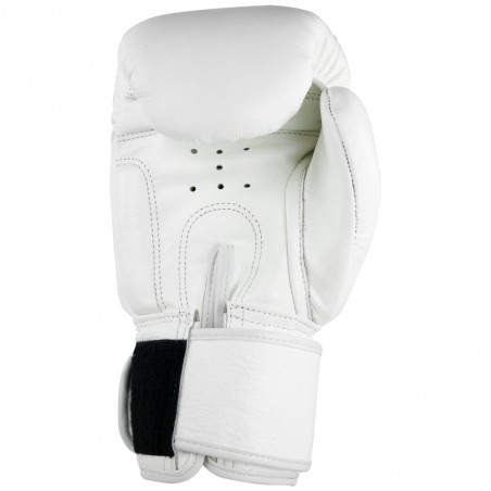 guantes de boxeo de piel, cierre de velcro, color blanco