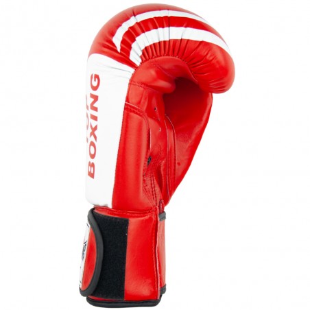 guantes de boxeo de piel sintética, cierre con velcro, color rojo