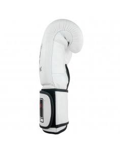 guantes de boxeo de piel, cierre con velcro, color blanco 2
