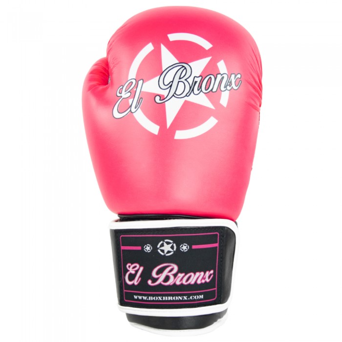 guantes de boxeo de semi-piel, cierre con velcro, color rosa