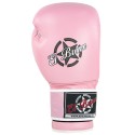 guantes de boxeo de piel, cierre con velcro, color rosa y blanco