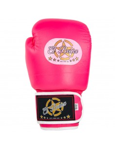 guantes de boxeo de piel, cierre de velcro, color rosa