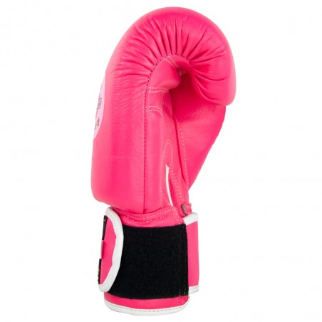 guantes de boxeo de piel, cierre de velcro, color rosa