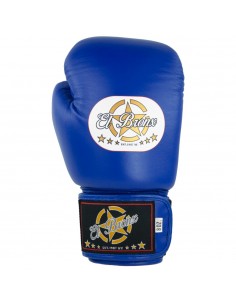 guantes de boxeo de piel, cierre de velcro, color azul
