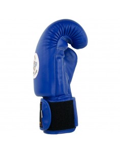 guantes de boxeo de piel, cierre de velcro, color azul 2