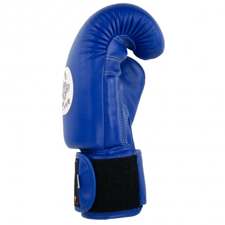 guantes de boxeo de piel, cierre de velcro, color azul