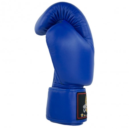 guantes de boxeo de piel, cierre de velcro, color azul
