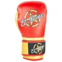 guantes de boxeo de piel sintética, cierre con velcro, color rojo y oro