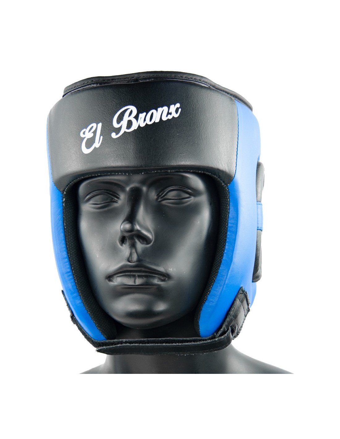 casco de competición amateur azul y negro