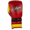 guantes de boxeo de piel, cierre con cuerdas, color rojo, negro y amarillo