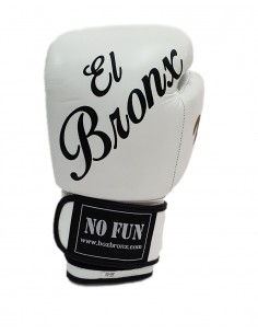 guantes de boxeo de piel, cierre con velcro, color blanco