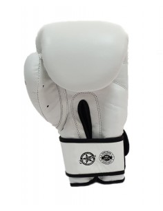 guantes de boxeo de piel, cierre con velcro, color blanco 2
