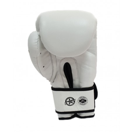 guantes de boxeo de piel, cierre con velcro, color blanco