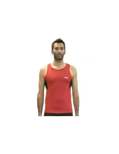 camiseta fitness de hombre en tirantes de color rojo y negro