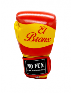 guantes de boxeo de piel con cierre de velcro, color rojo y amarillo