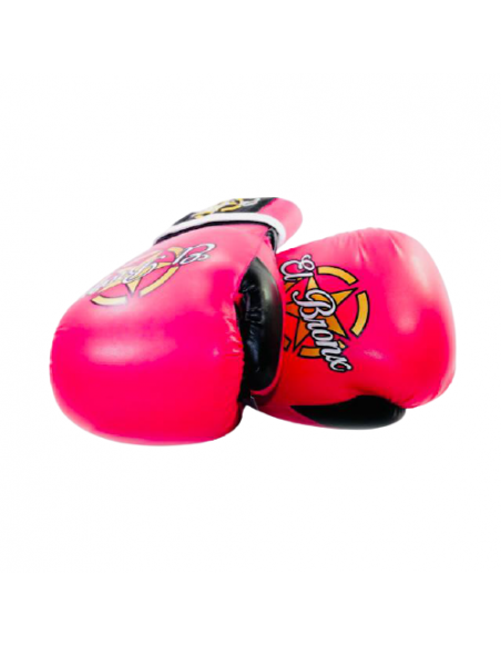 guantes de boxeo de piel sintética, cierre con velcro, color rosa y negro