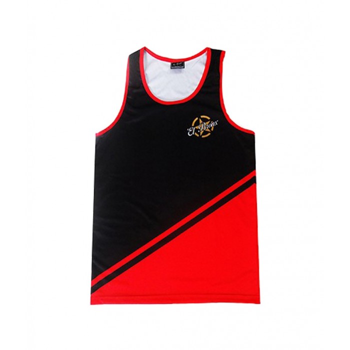 camiseta deportiva perfecto para todos los deportes de la marca el bronx en color negro y rojo