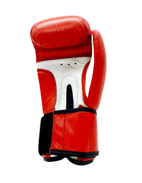 guantes de boxeo de piel, cierre con velcro, color rojo