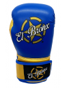 guantes de boxeo de piel sintética, cierre con velcro, color azul y oro