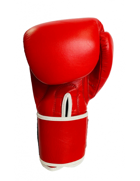 guantes de boxeo de piel, cierre de velcro, color rojo