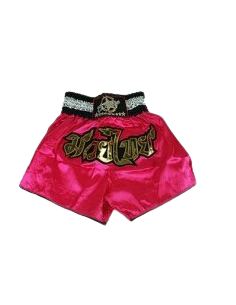 shorts para entrenamiento de kick boxing, muay thai, k1, de la marca el bronx en color fucsia con detalles dorados