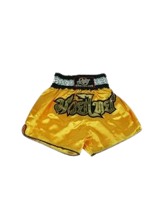 shorts para entrenamiento de kick boxing, muay thai, k1, de la marca el bronx en color amarillo oro