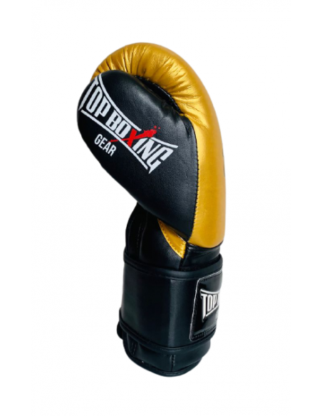 guante de velcro arts boxing semi piel en color oro de la marca el bronx