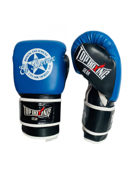 guante arts boxing de velcro semi piel azul de el bronx