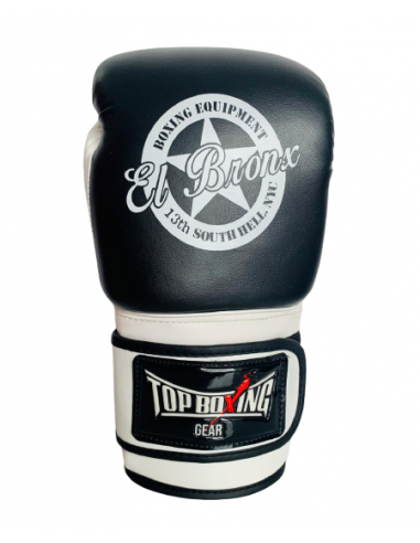 guante de velcro arts boxing en color negro y blanco de el bronx
