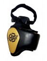 protecctor de piernas para artes marciales de el bronx en color negro y oro