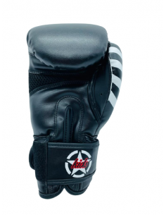 guantes de boxeo de piel sintética, cierre de velcro, color negro 2