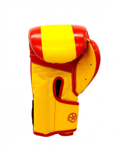 guantes de boxeo de piel, cierre con velcro, colores bandera española 2