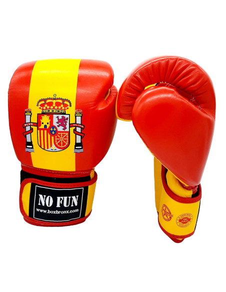 guantes de boxeo de piel, cierre con velcro, colores bandera española