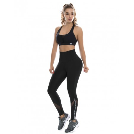 leggins + top deportivo color negro, moda colombiana el bronx